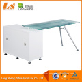 Office Furniture Glass Computer Desk With Cabinet